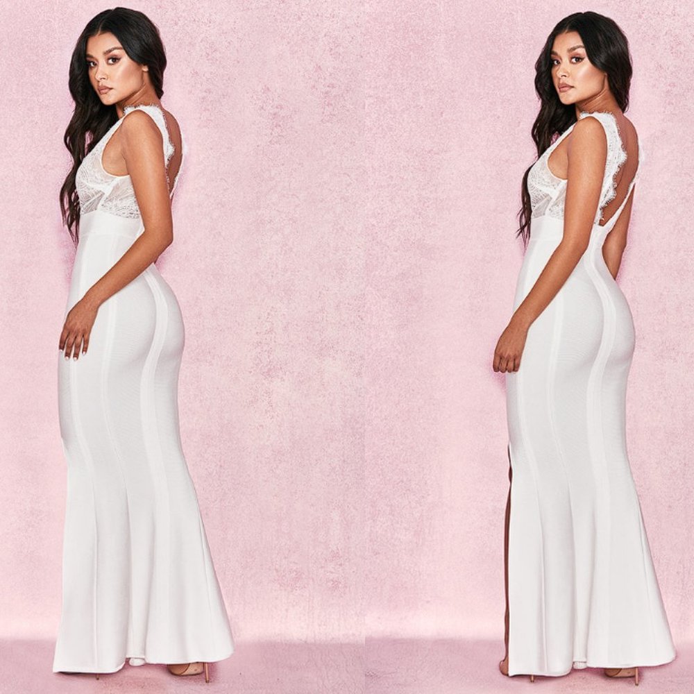 RARE HOUSE OF CB 'Balere' White Bandage and Lace Maxi Dress NWOT - Picture 6 of 14